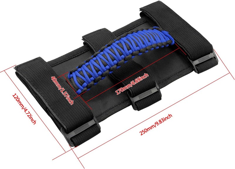 Bentolin 4x Roll Bar Grab Handles Grip Handle for Jeep Wrangler YJ TJ JK JKU JL JLU Sports Sahara Freedom Rubicon Unlimited X Gladiator JT 1955-2022 UTV ATV Paracord Handles Interior Accessories (Blue) - Image 4